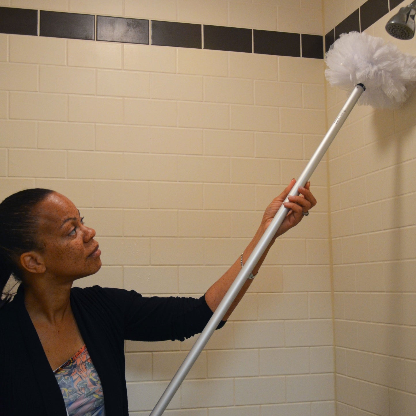 BIOS Living Long-Handle Shower Scrub for Back and Shower Wall Cleaning