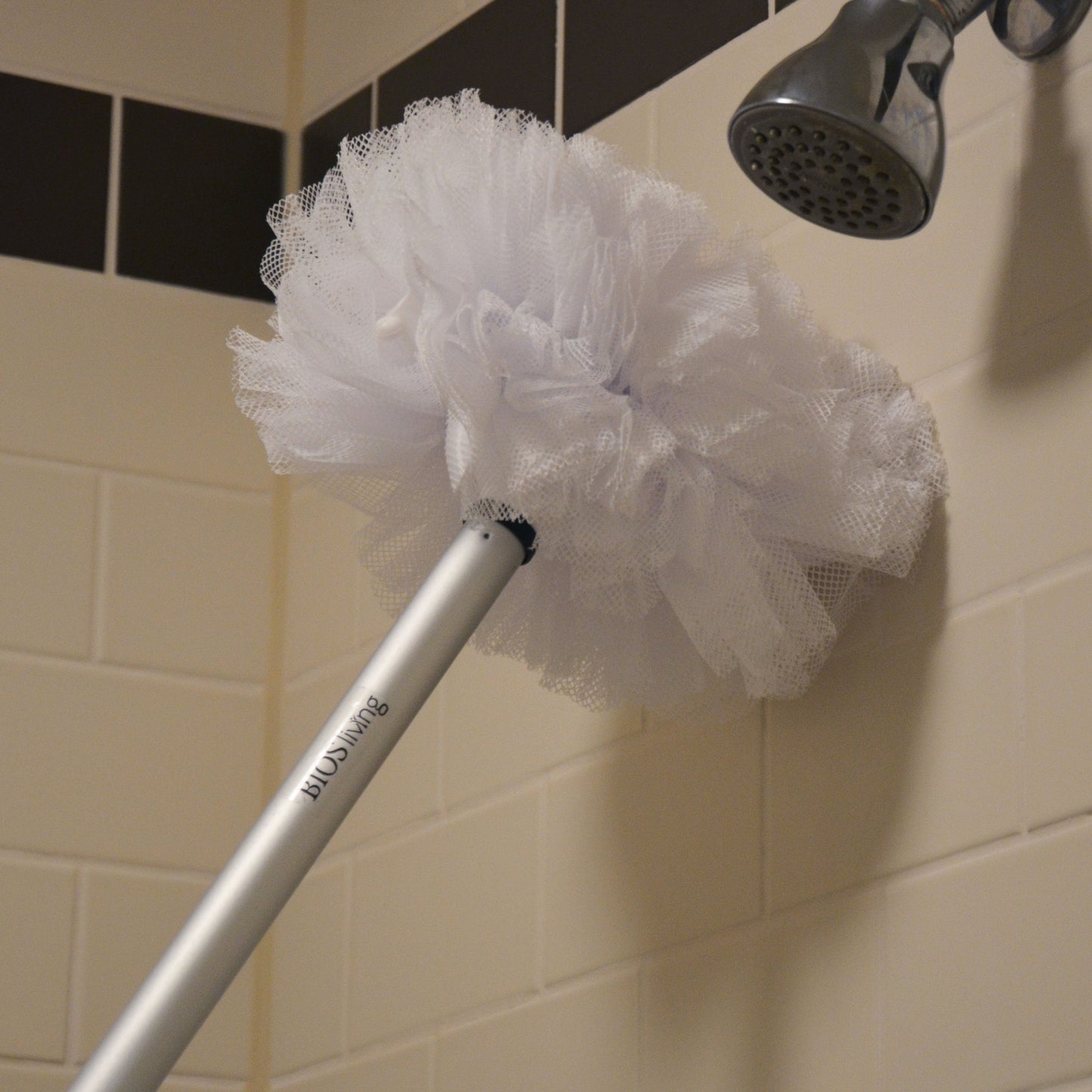 BIOS Living Long-Handle Shower Scrub for Back and Shower Wall Cleaning