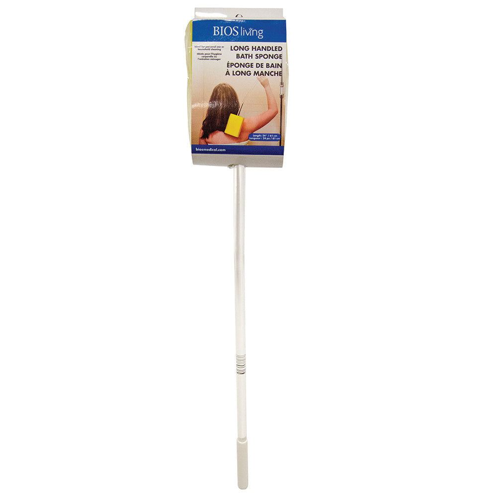 BIOS Living Long-Handle Bath Brush with Curved Handle and Latex-Free Sponge Head
