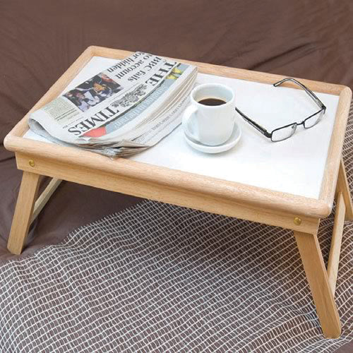BIOS Living Adjustable Bed Tray with Wood Frame and Folding Legs