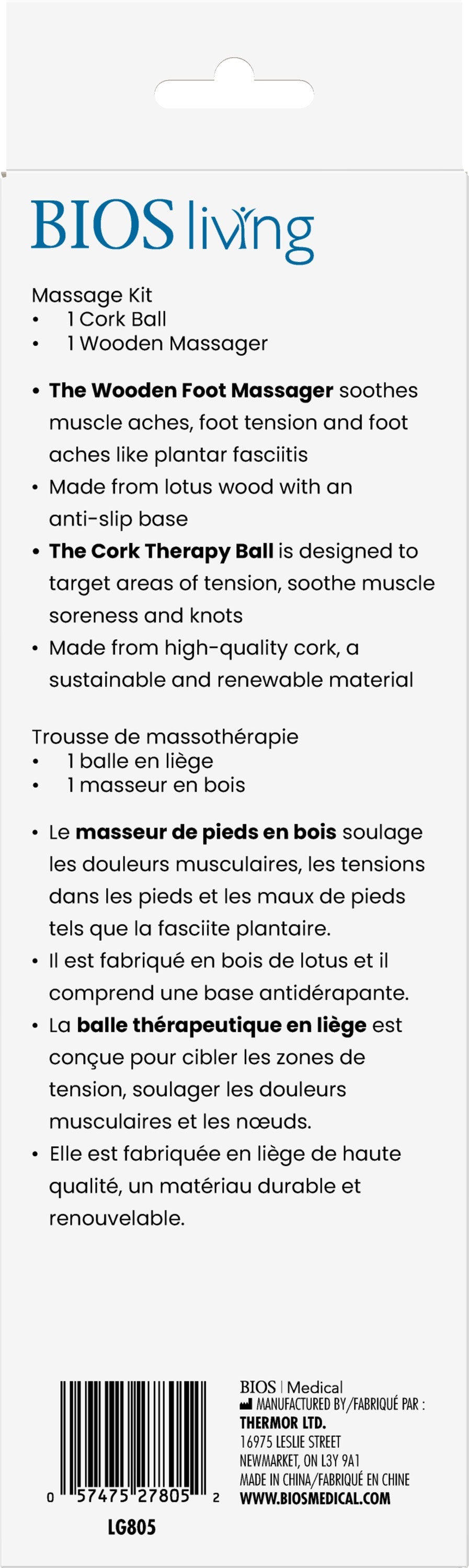 Wooden Massage Foot Roller & Cork Ball