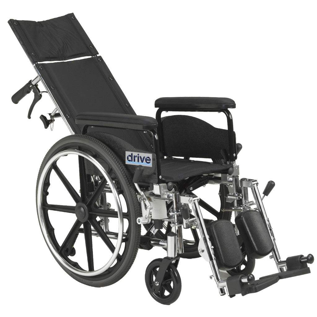 Full Reclining Wheelchair – Drive Medical Viper Plus GT, Aluminum, 300 lb, Adjustable Seat Depth