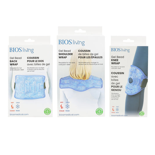 BIOS Living Gel Bead Hot & Cold Therapy Bundle – Shoulder, Back & Knee Wraps for Pain Relief