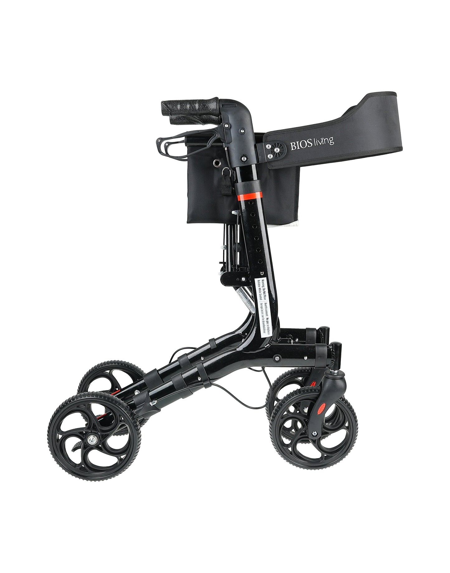 BIOS Living ONYX Rollator Low Height 19 Inches with Cross-Fold Frame and Messenger Bag