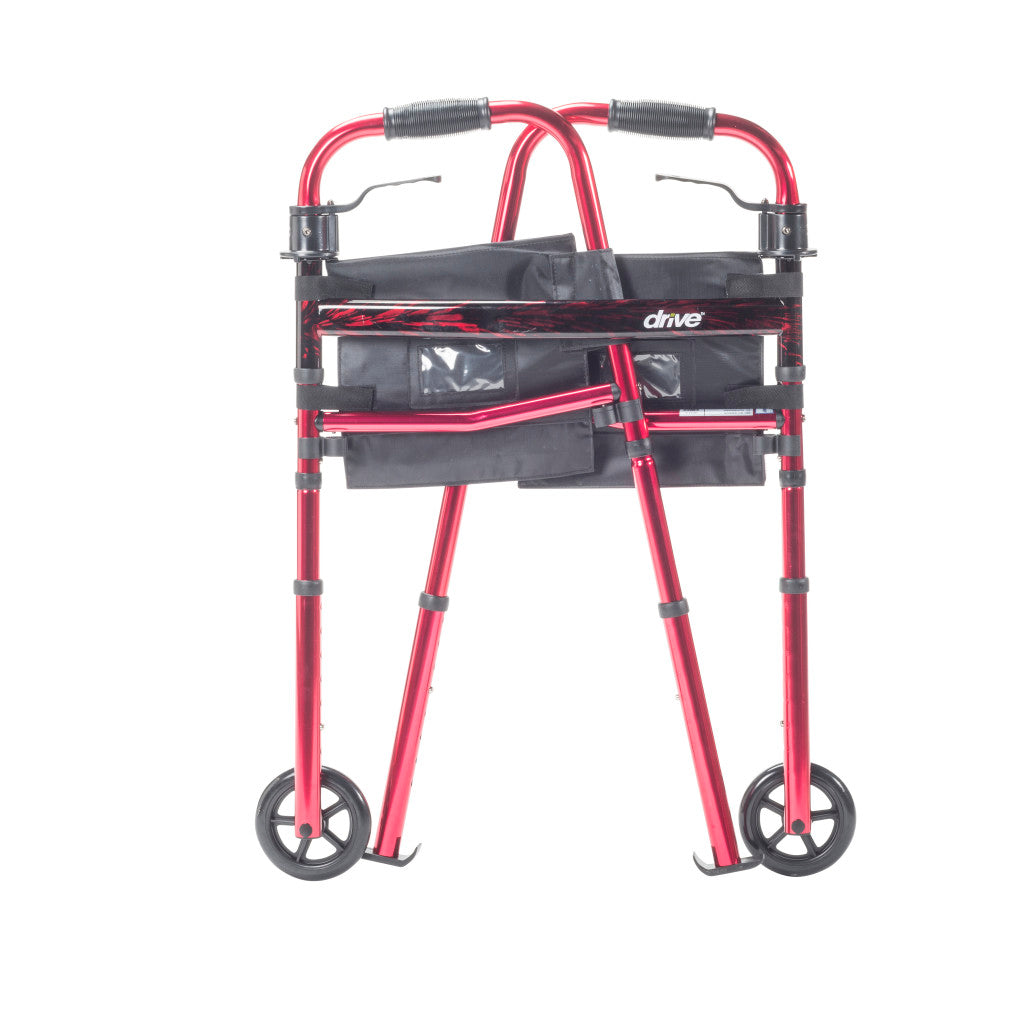 Portable Folding Travel Walker – 300 lb, Folds to Half Size, Side Storage Pockets
