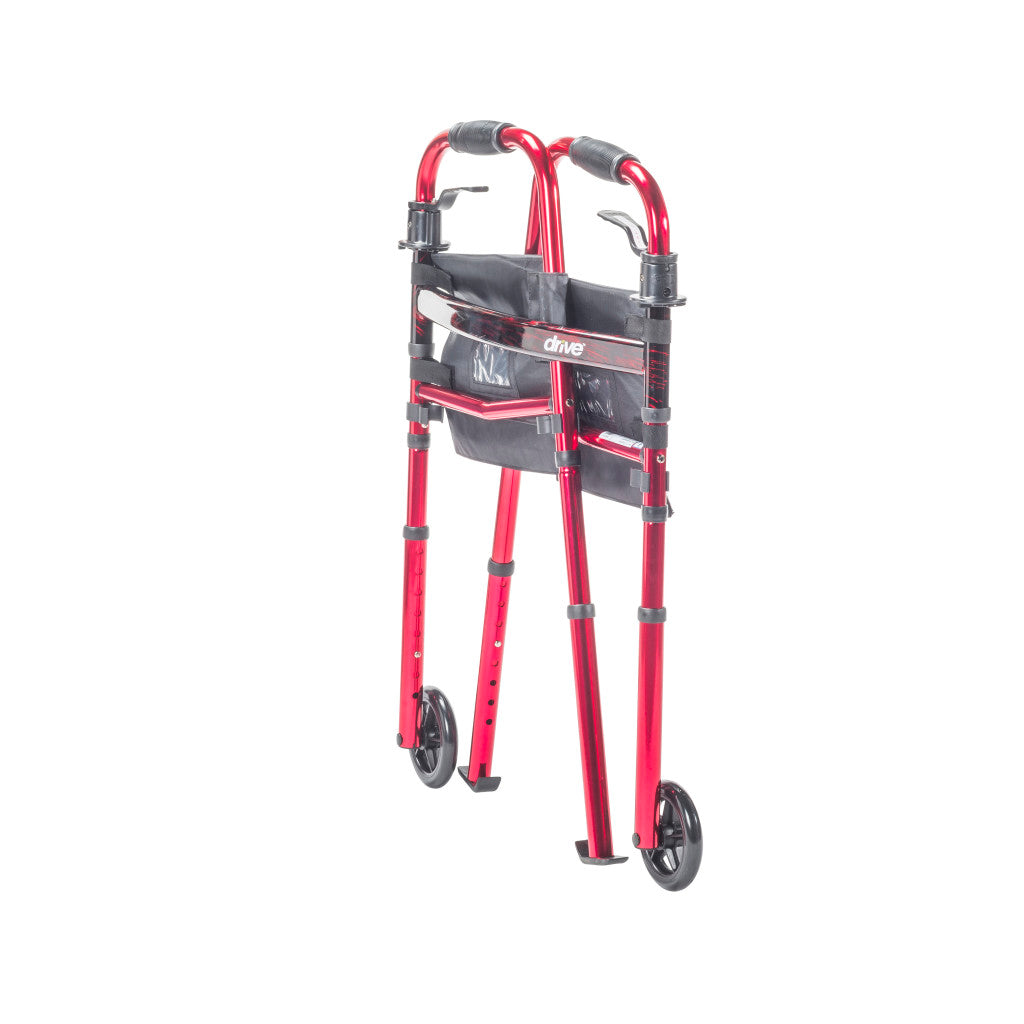 Portable Folding Travel Walker – 300 lb, Folds to Half Size, Side Storage Pockets