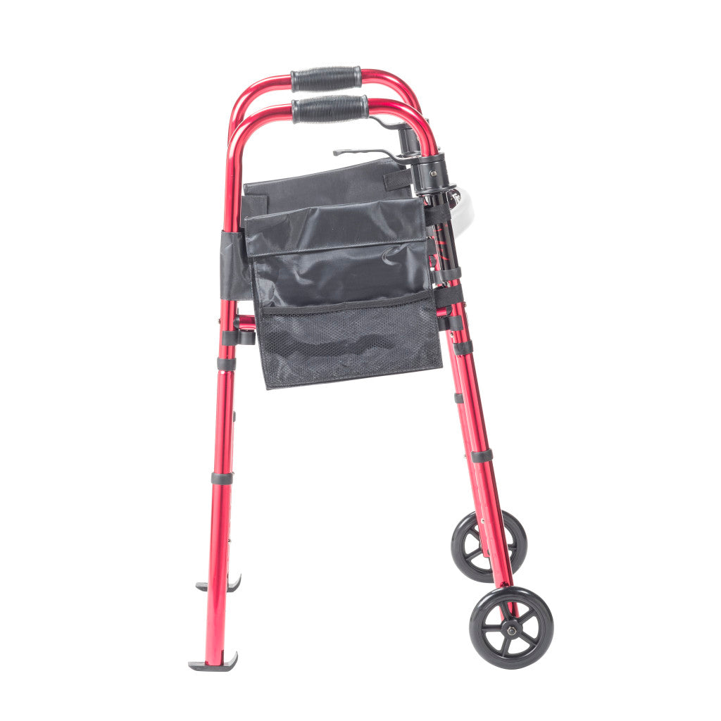 Portable Folding Travel Walker – 300 lb, Folds to Half Size, Side Storage Pockets