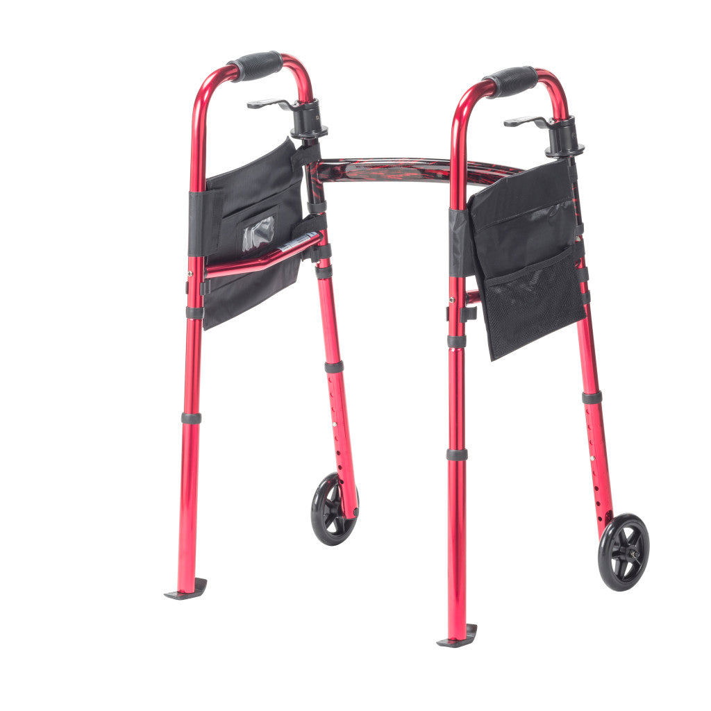 Portable Folding Travel Walker – 300 lb, Folds to Half Size, Side Storage Pockets