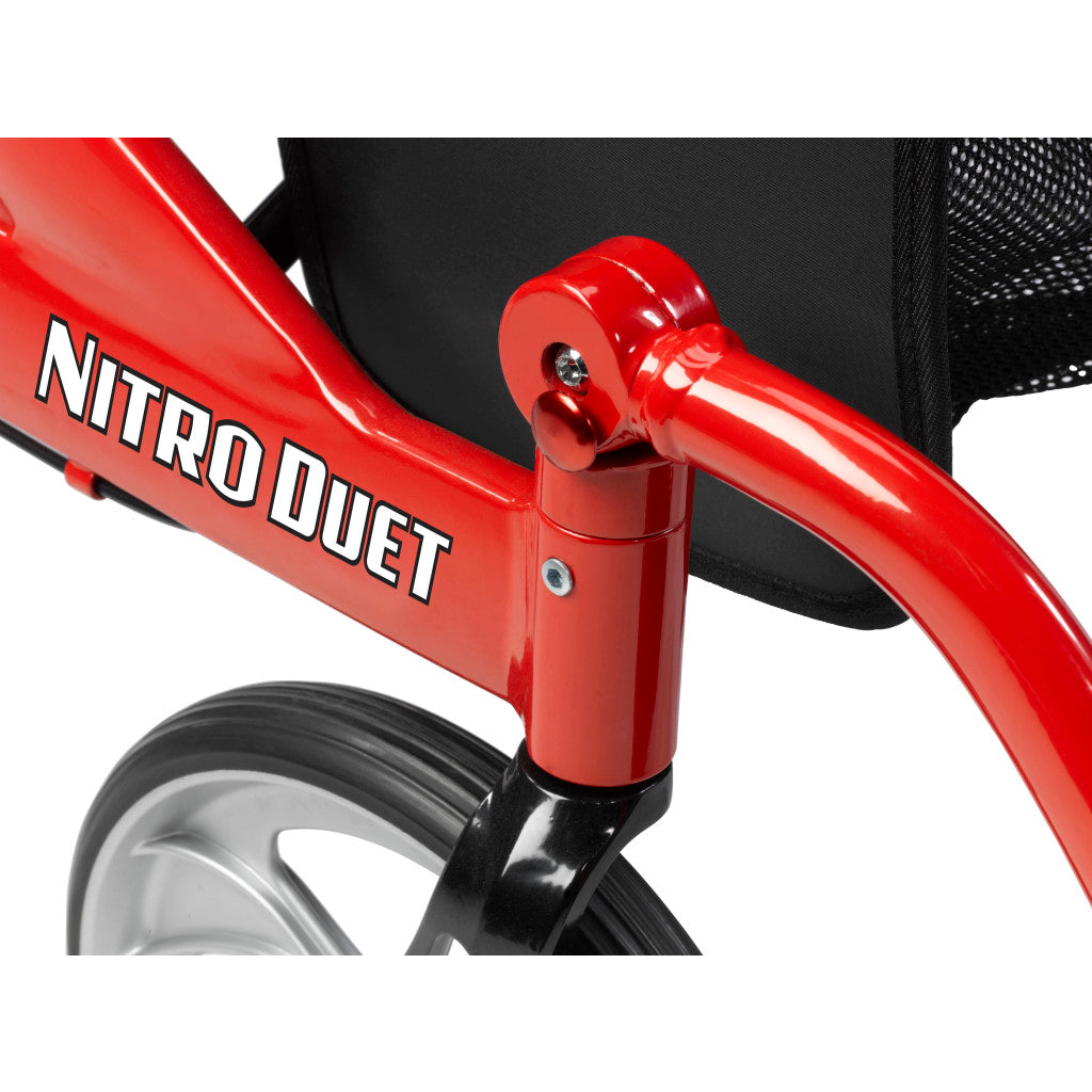2-in-1 Rollator & Transport Wheelchair – Drive Medical Nitro Duet, 22 lb, Red