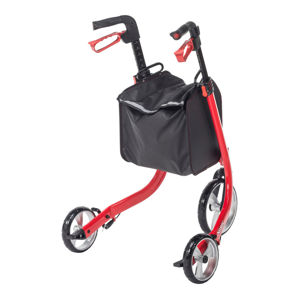 3-Wheel Rollator – Drive Medical Nitro Euro Style, 12.7 lb, Antimicrobial Grips
