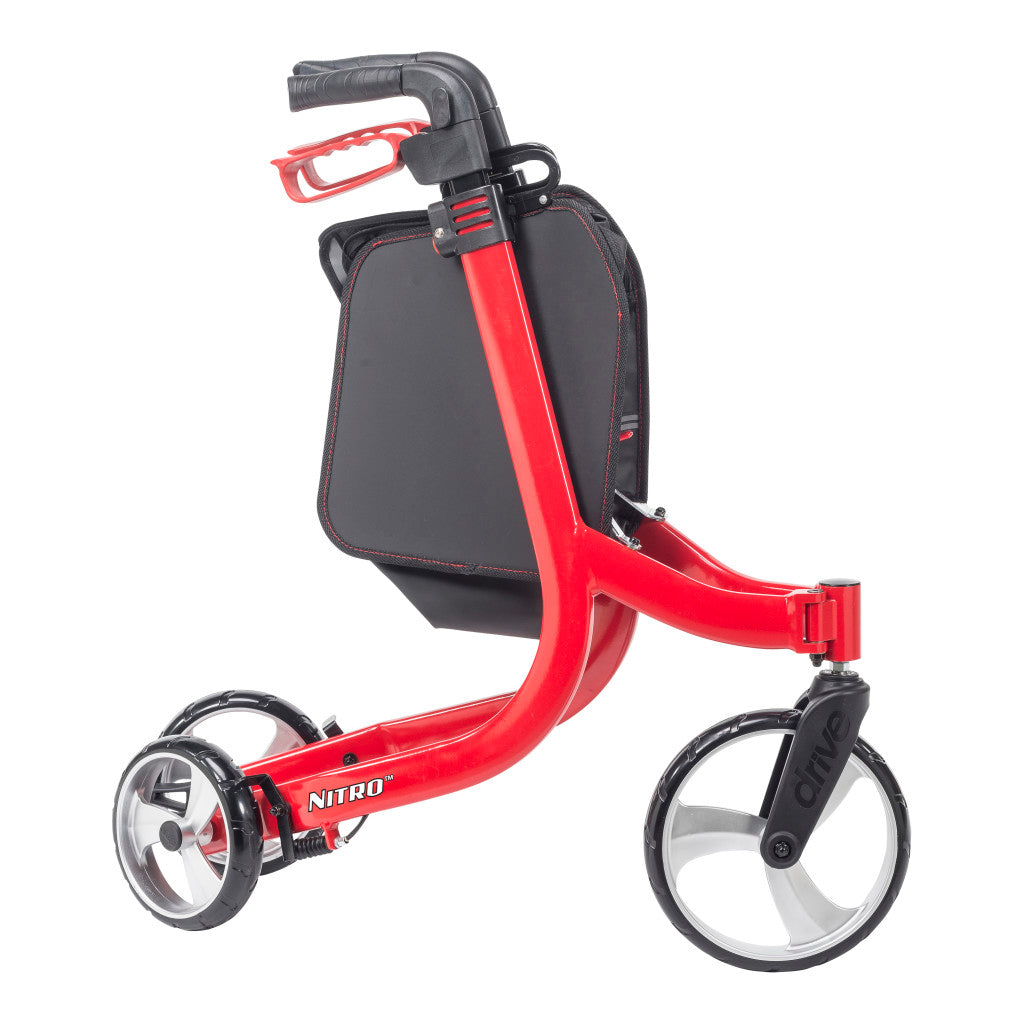 3-Wheel Rollator – Drive Medical Nitro Euro Style, 12.7 lb, Antimicrobial Grips
