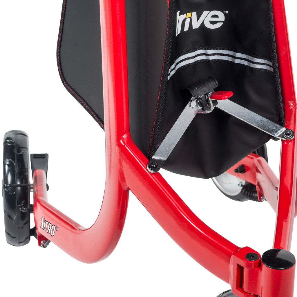 3-Wheel Rollator – Drive Medical Nitro Euro Style, 12.7 lb, Antimicrobial Grips