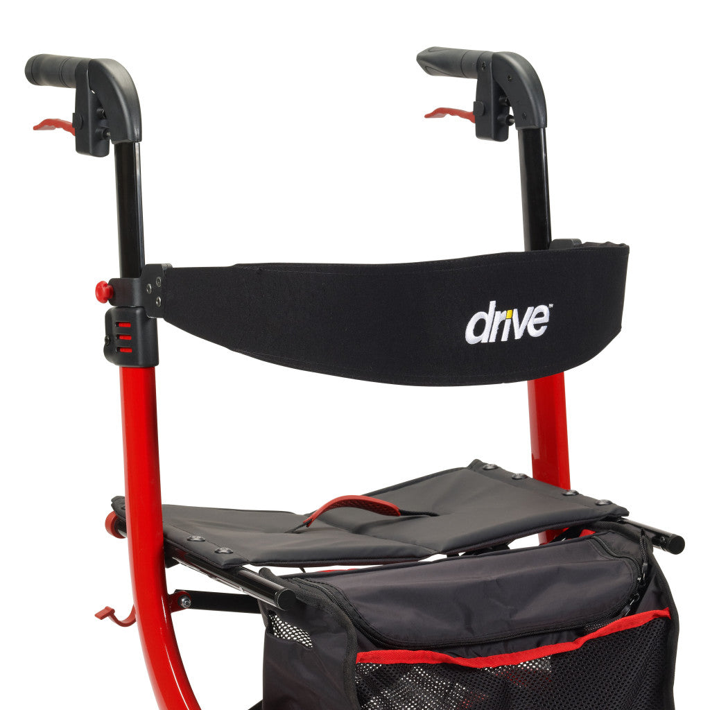 Drive Nitro Euro Style Rollator Walker – Red, 300 lb Capacity, 10" Wheels