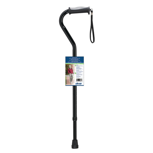 Drive Medical Adjustable Offset Handle Cane with Gel Grip – Black, 300 lb