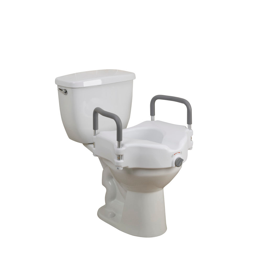 Drive Medical Elevated Raised Toilet Seat with Removable Padded Arms – Standard