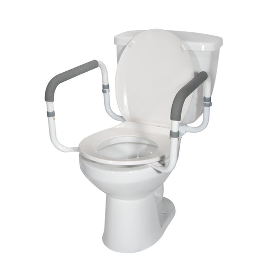 Toilet Safety Rail with Padded Handles – Drive Medical, Tool-Free, 300 lb Capacity