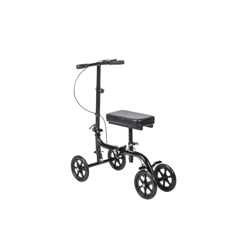 Steerable Folding Knee Walker – 350 lb, 8" Wheels, Push-Button Parking Brake