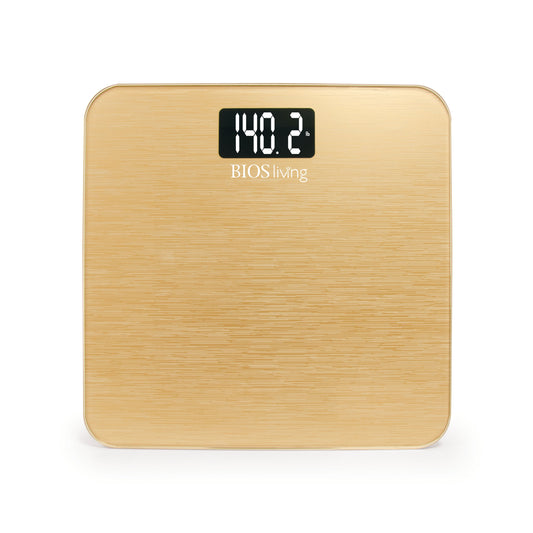 BIOS Living Gold Metallic Digital Bathroom Scale with Backlit Display