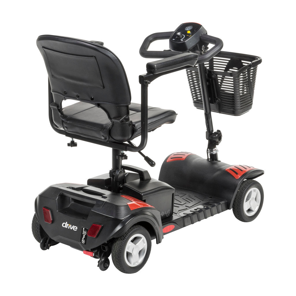 4-Wheel Compact Travel Scooter – Drive Medical Scout, 300 lb, 4 mph, 9–15 Mile Range, Tool-Free Disassembly