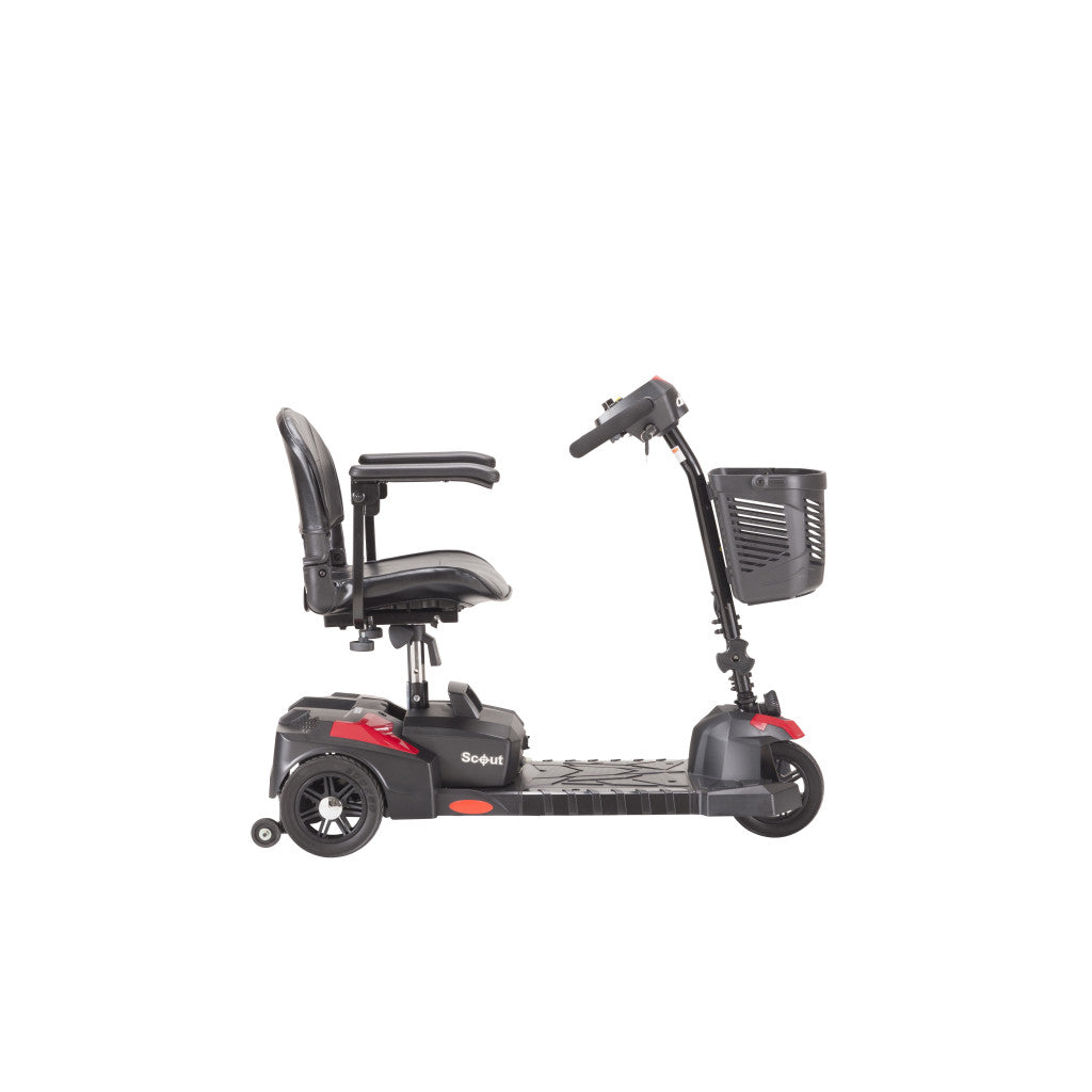 3-Wheel Compact Power Scooter – Drive Medical Scout, 300 lb, 4.25 mph, 9 Mile Range, Tight 45.5" Turn