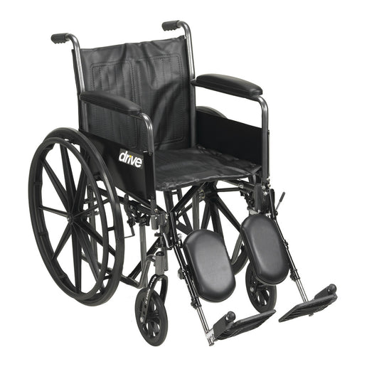 Drive Medical Silver Sport 2 Wheelchair – Detachable Full Arms, Elevating Leg Rests, 18" Seat, 300 lb