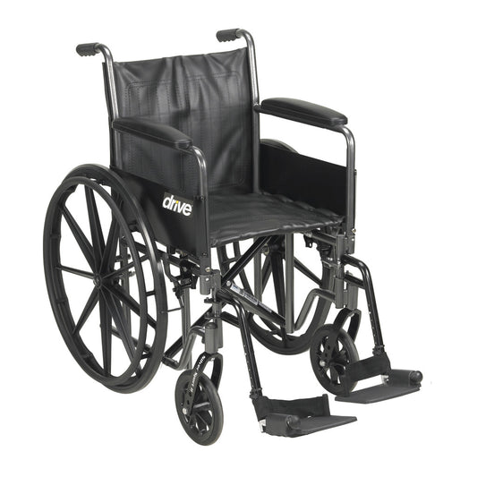 Drive Medical Silver Sport 2 Wheelchair – Detachable Full Arms, Swing Away Footrests, 20" Seat, 350 lb