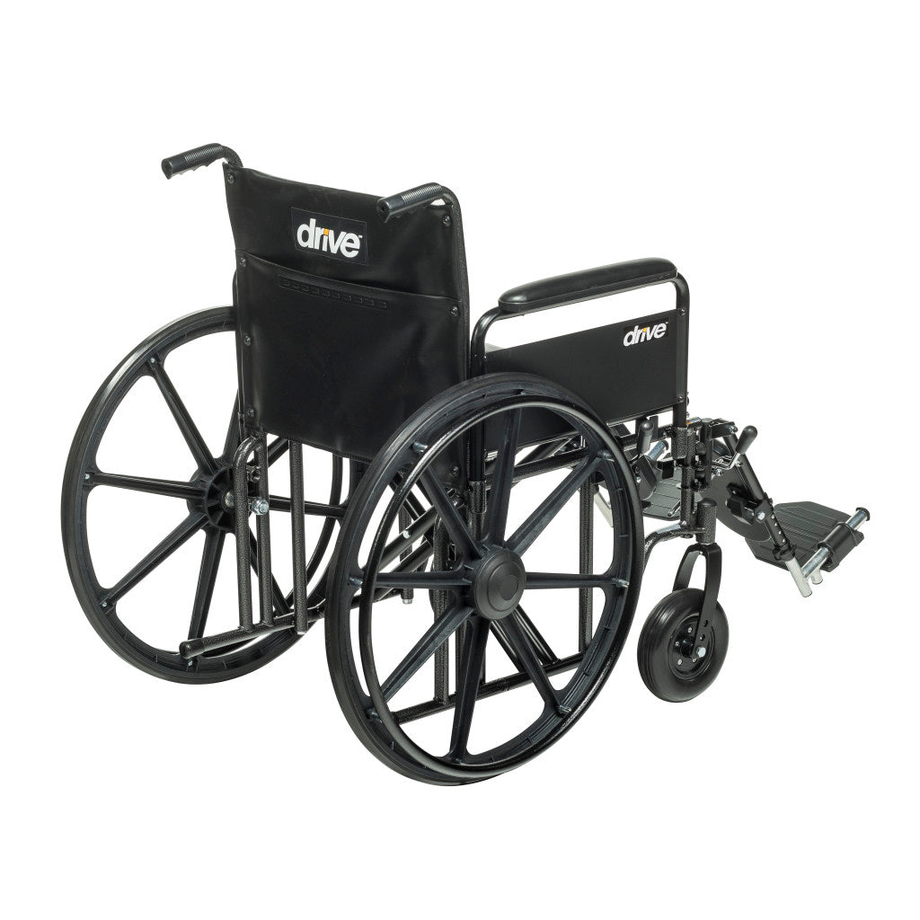 Drive Medical Sentra EC Heavy Duty Wheelchair – Detachable Full Arms, Elevating Leg Rests, 20" Seat, 450 lb