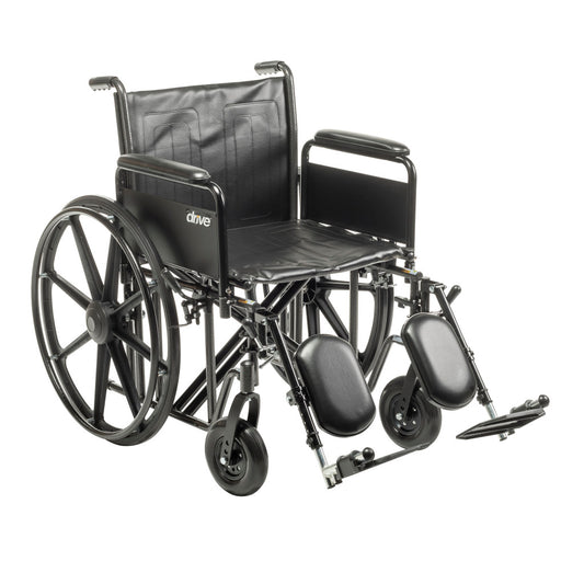 Drive Medical Sentra EC Heavy Duty Wheelchair – Detachable Full Arms, Elevating Leg Rests, 20" Seat, 450 lb