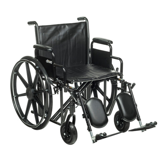 Drive Medical Sentra EC Heavy Duty Wheelchair – Detachable Desk Arms, Elevating Leg Rests, 24" Seat, 450 lb