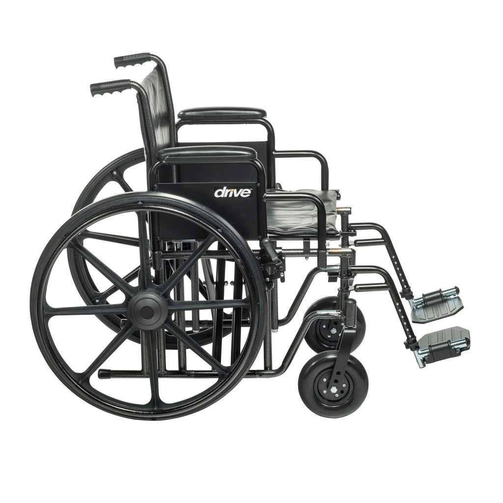 Drive Medical Sentra EC Heavy Duty Wheelchair – Detachable Desk Arms, Swing Away Footrests, 22" Seat, 450 lb