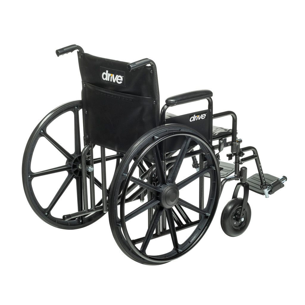 Drive Medical Sentra EC Heavy Duty Wheelchair – Detachable Desk Arms, Swing Away Footrests, 22" Seat, 450 lb