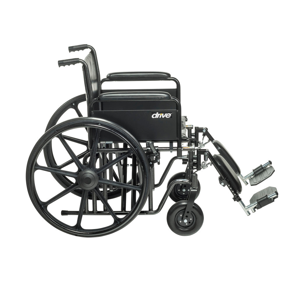 Drive Medical Sentra EC Heavy Duty Wheelchair – Detachable Full Arms, Elevating Leg Rests, 24" Seat, 450 lb