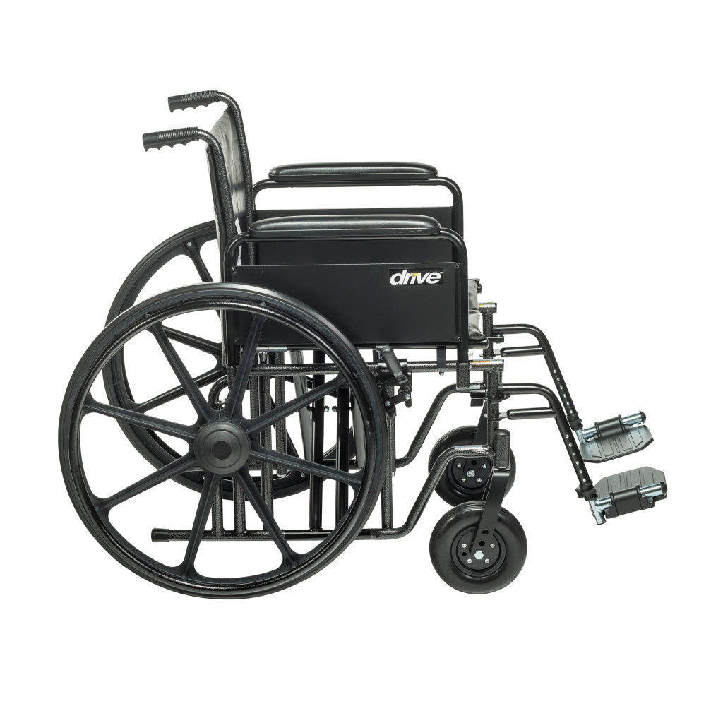 Drive Medical Sentra EC Heavy Duty Wheelchair – Detachable Full Arms, Elevating Leg Rests, 22" Seat, 450 lb