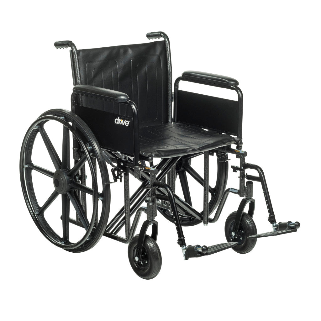 Drive Medical Sentra EC Heavy Duty Wheelchair – Detachable Full Arms, Elevating Leg Rests, 22" Seat, 450 lb