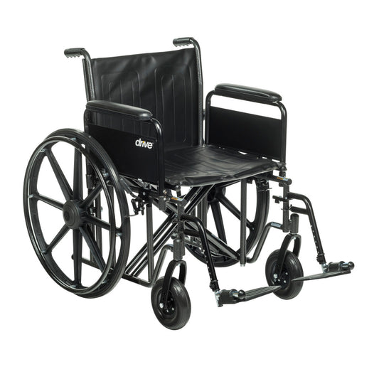 Drive Medical Sentra EC Heavy Duty Wheelchair – Detachable Full Arms, Swing Away Footrests, 24" Seat, 450 lb