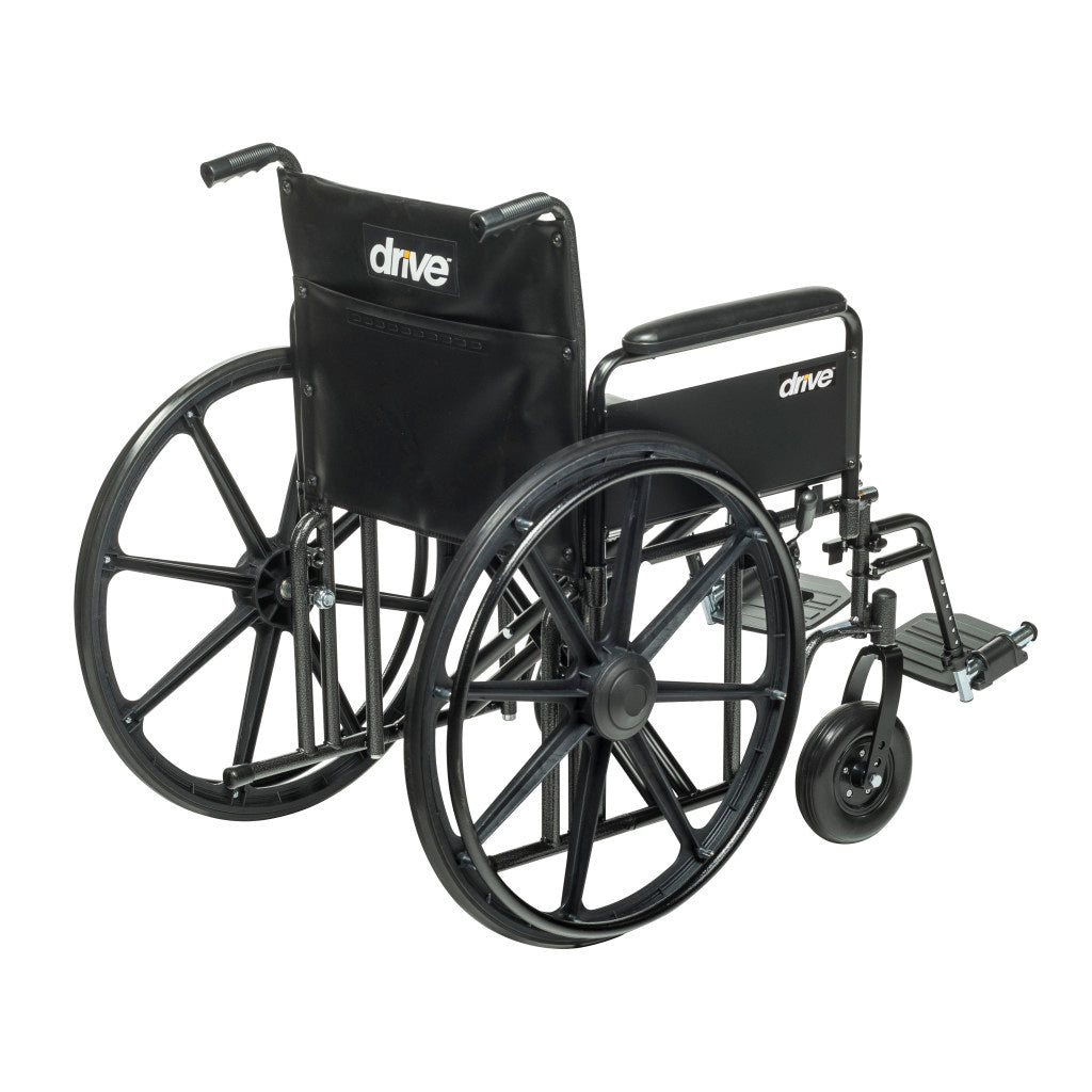 Drive Medical Sentra EC Heavy Duty Wheelchair – Detachable Full Arms, Elevating Leg Rests, 22" Seat, 450 lb