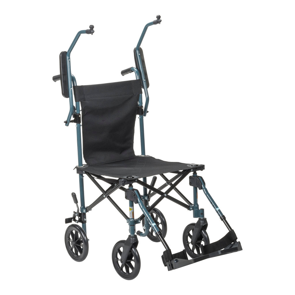 Drive Medical Travelite Chair in a Bag Transport Wheelchair – Portable, Flip-Up Arms, 250 lb
