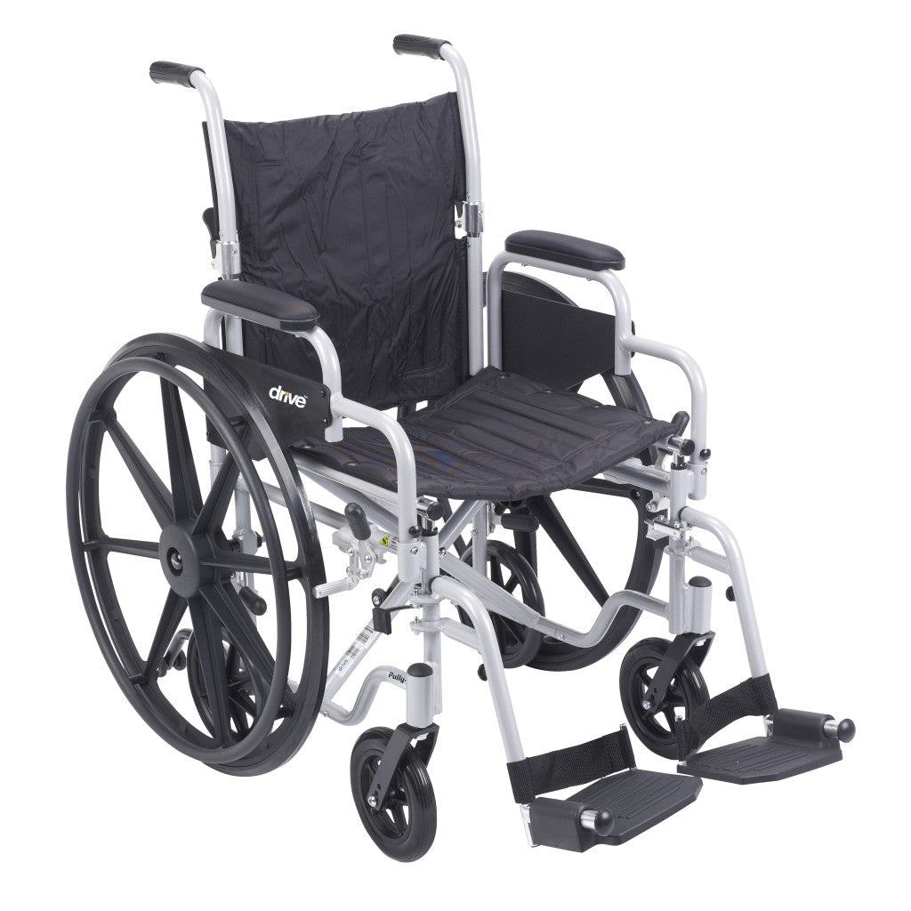 Poly Fly Lightweight Transport Chair Wheelchair – Swing Away Footrests, 18" Seat, 250 lb