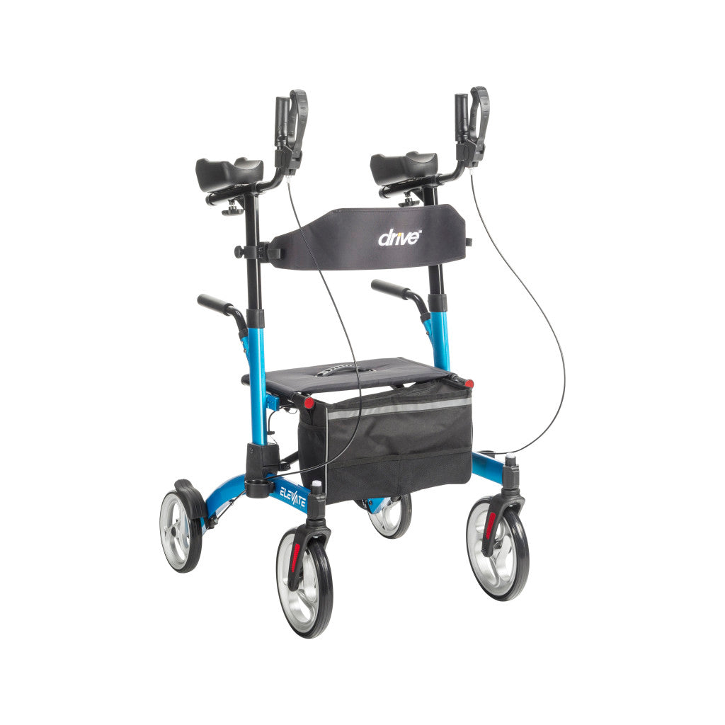 Upright Walker – Drive Medical Elevate, 300 lb, 10" Front Wheels, One-Hand Fold