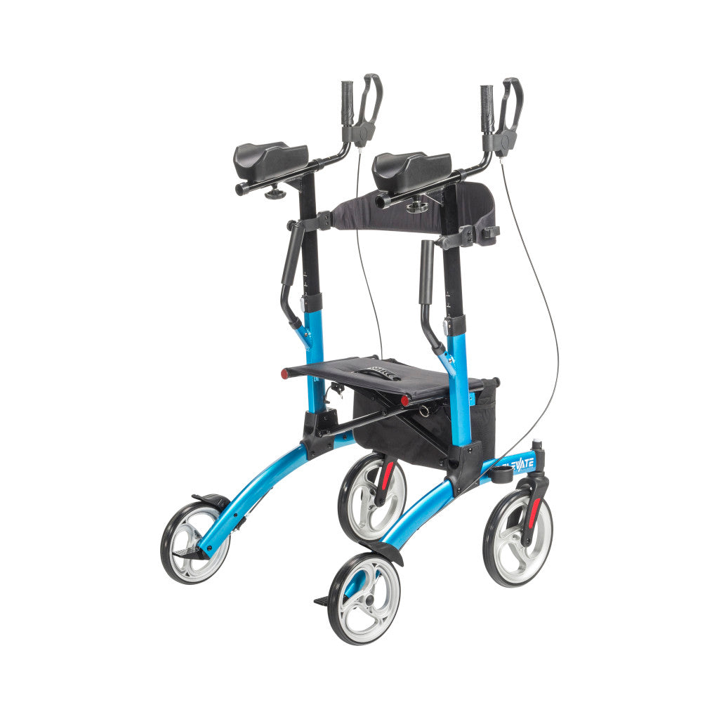 Upright Walker – Drive Medical Elevate, 300 lb, 10" Front Wheels, One-Hand Fold