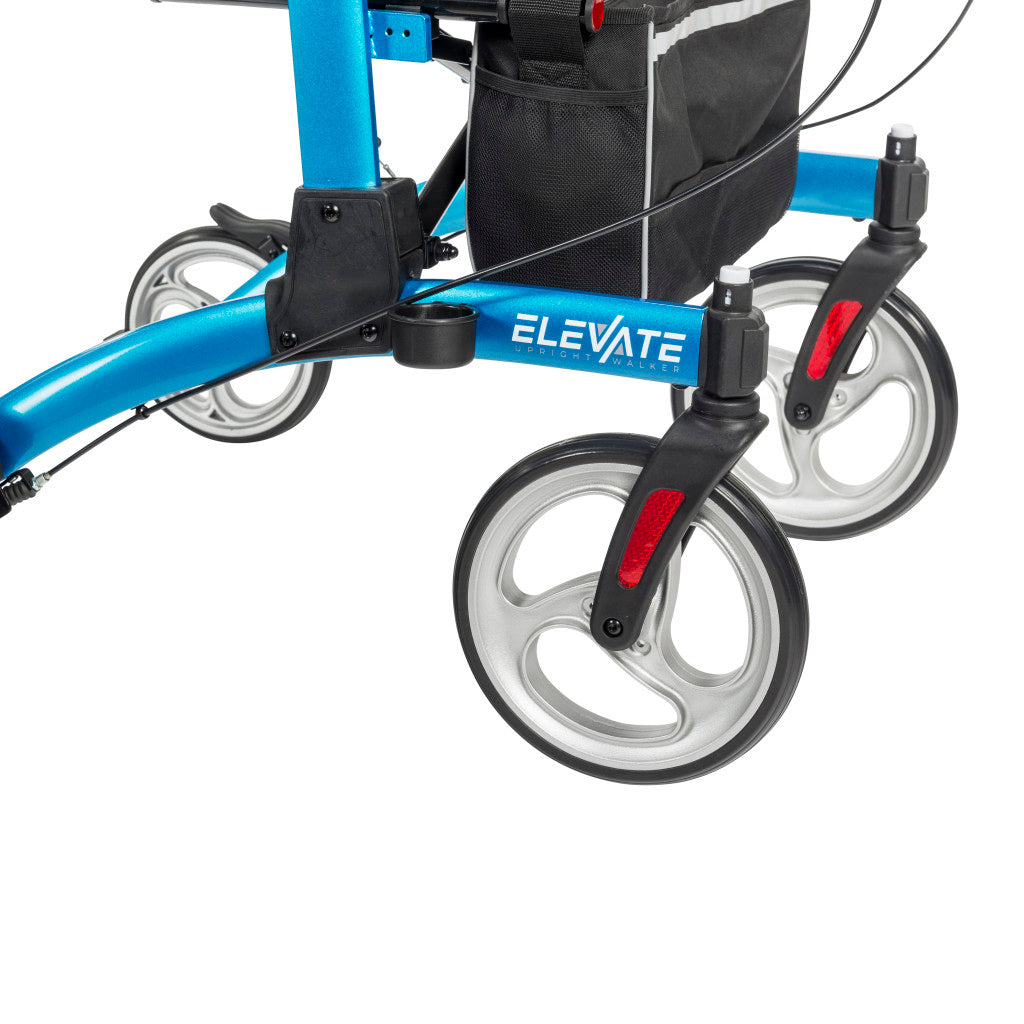 Upright Walker – Drive Medical Elevate, 300 lb, 10" Front Wheels, One-Hand Fold