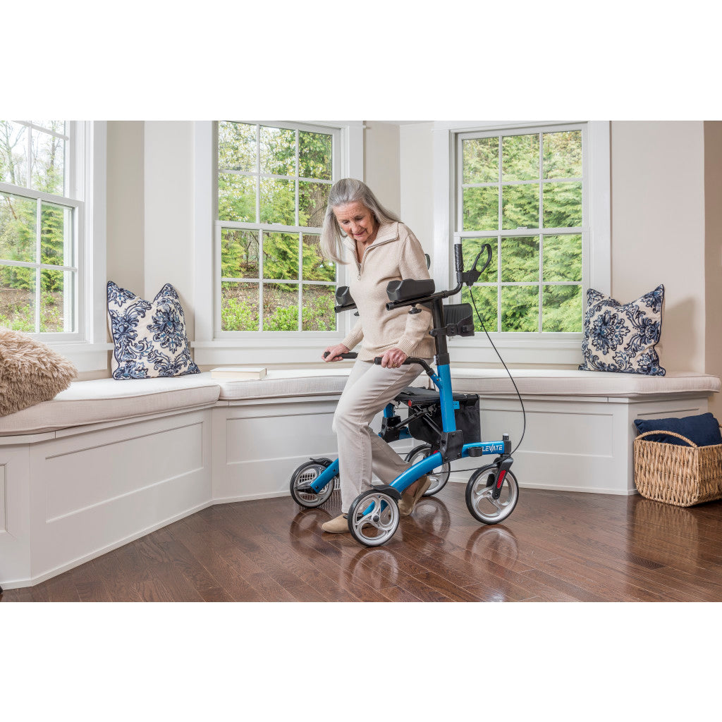 Upright Walker – Drive Medical Elevate, 300 lb, 10" Front Wheels, One-Hand Fold