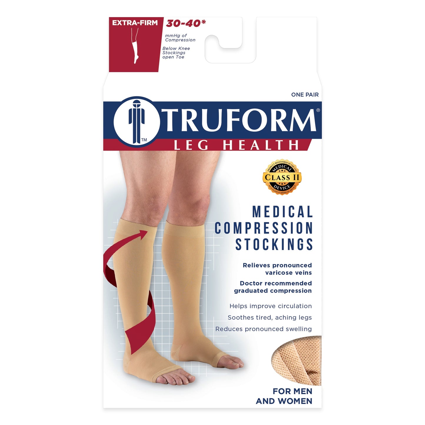 Knee High Open Toe Stockings / Unisex /0875 15-20 mmHg