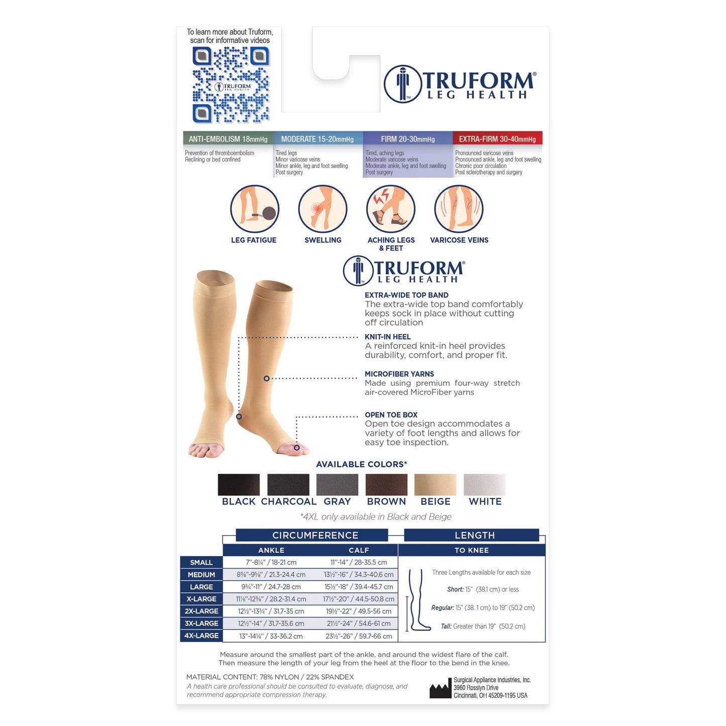 Knee High Open Toe Stockings / Unisex /0875 15-20 mmHg