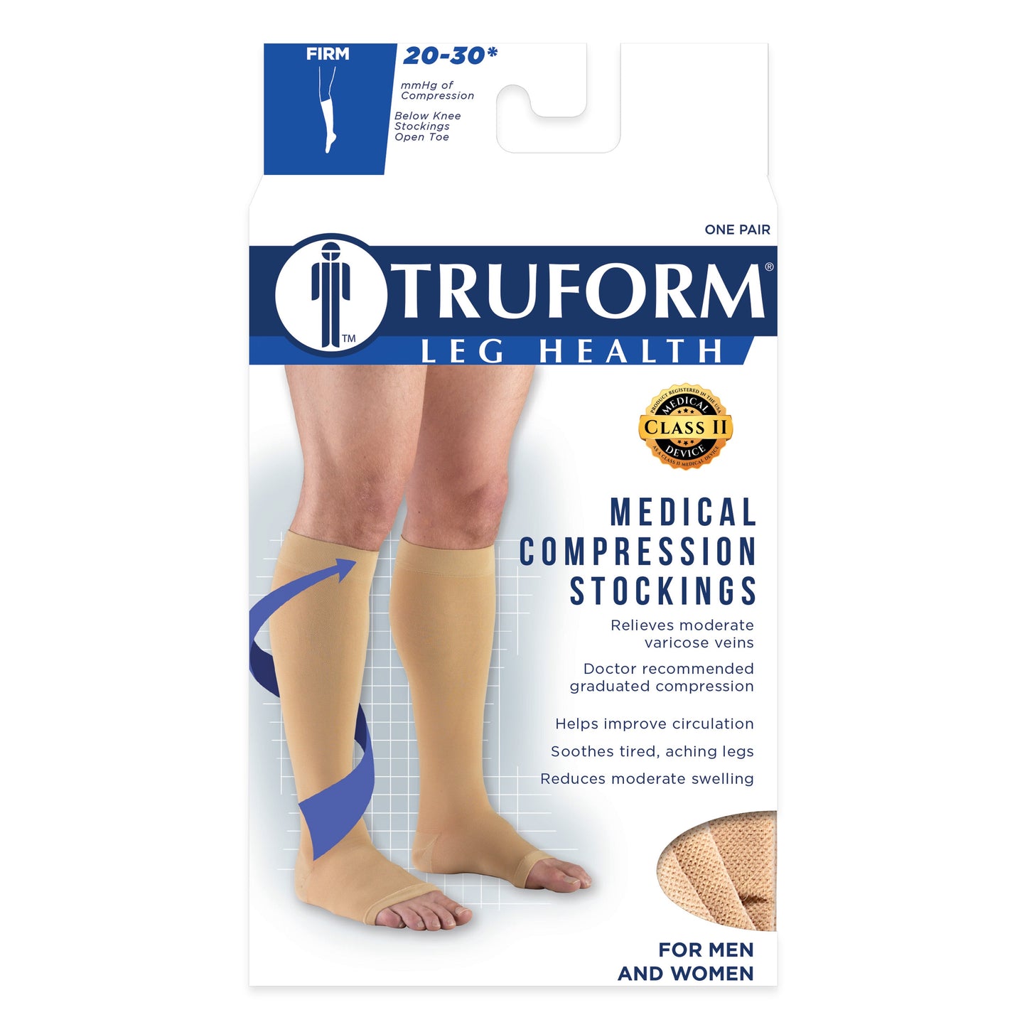 Knee High Open Toe Stockings / Unisex /0875 15-20 mmHg