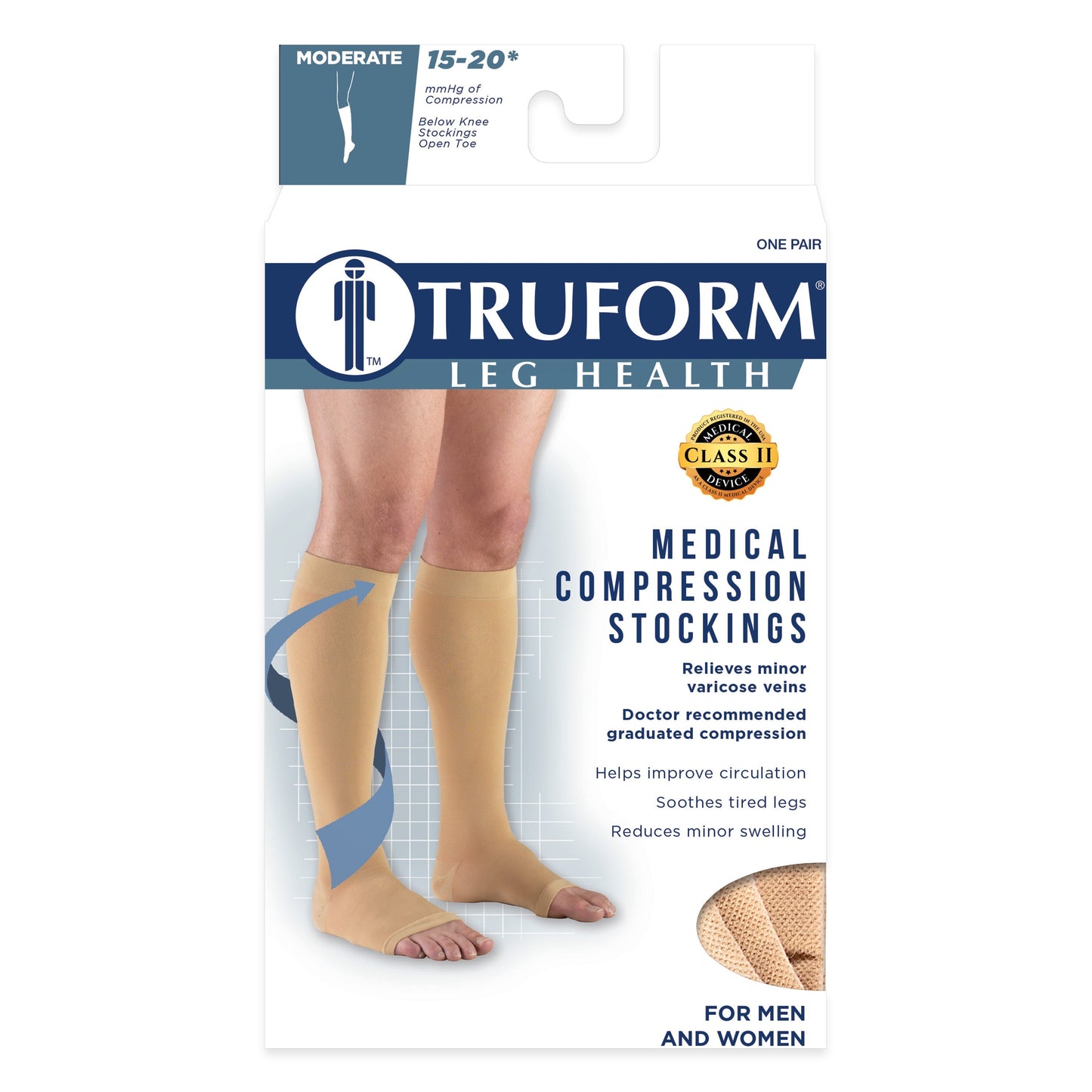 Knee High Open Toe Stockings / Unisex /0875 15-20 mmHg