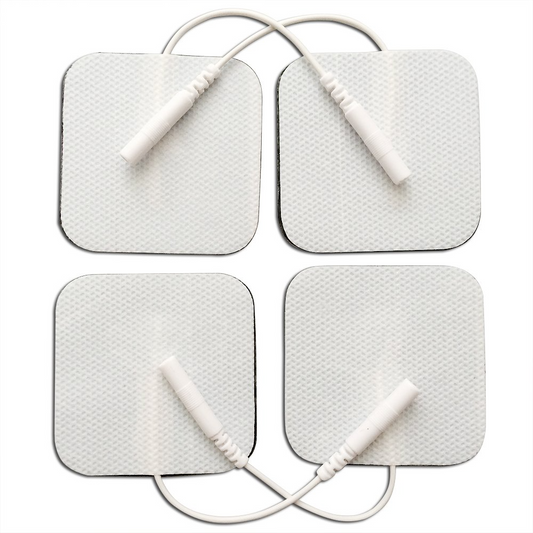 TENS Unit Electrode Pads, White Cloth Backed, 2 x 2 Square ( 4 Pads )