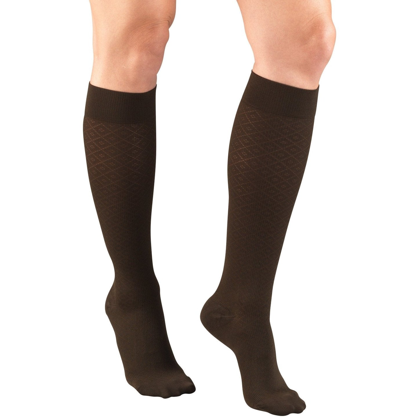 Ladies' Socks Diamond Pattern Knee High Closed Toe 15-20 mmHg