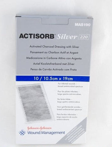 Actisorb Silver 220 Activated Charcoal Dressing with Silver – 19 cm x 10.5 cm