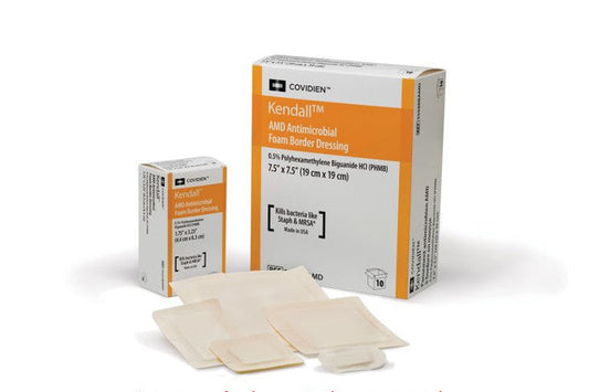 AMD Antimicrobial Transfer Foam Dressing – 3.5 In x 3 In, Fenestrated with Topsheet